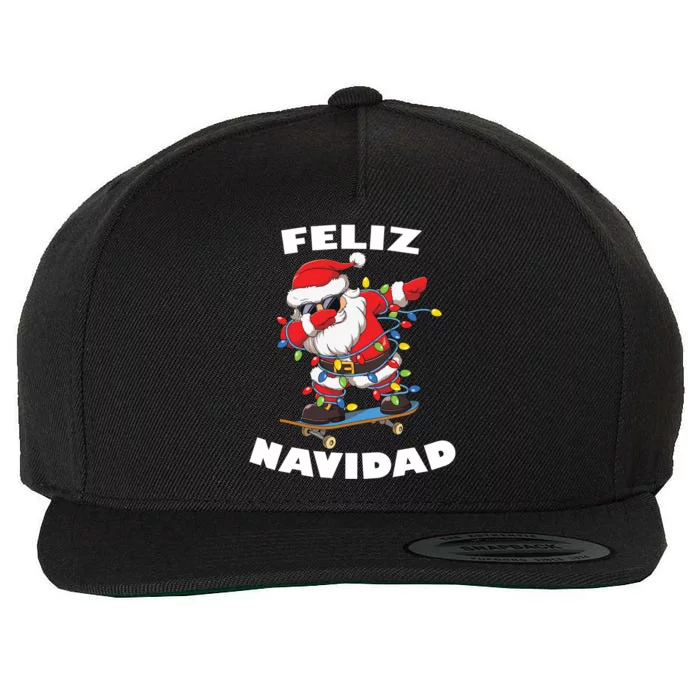 Dabbing Santa Claus Merry Christmas Feliz Navidad Gift Wool Snapback Cap