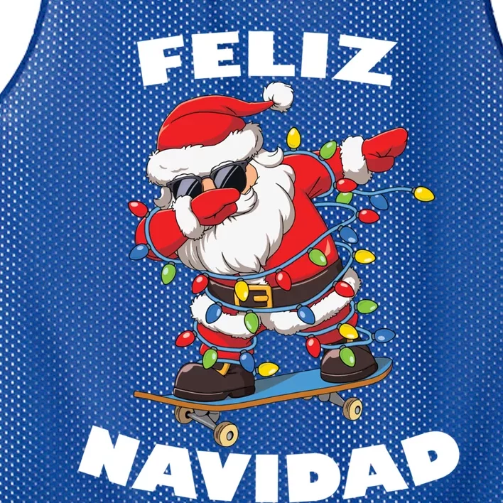 Dabbing Santa Claus Merry Christmas Feliz Navidad Gift Mesh Reversible Basketball Jersey Tank