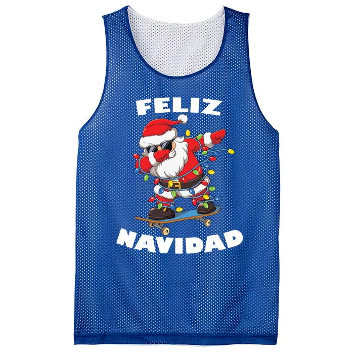 Dabbing Santa Claus Merry Christmas Feliz Navidad Gift Mesh Reversible Basketball Jersey Tank