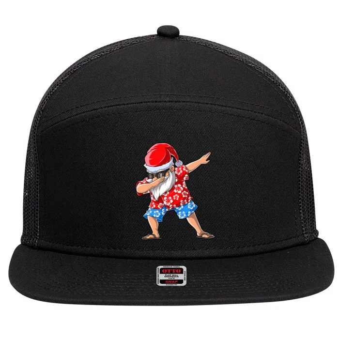 Dabbing Santa Christmas In July Hawaiian Xmas Dab 7 Panel Mesh Trucker Snapback Hat