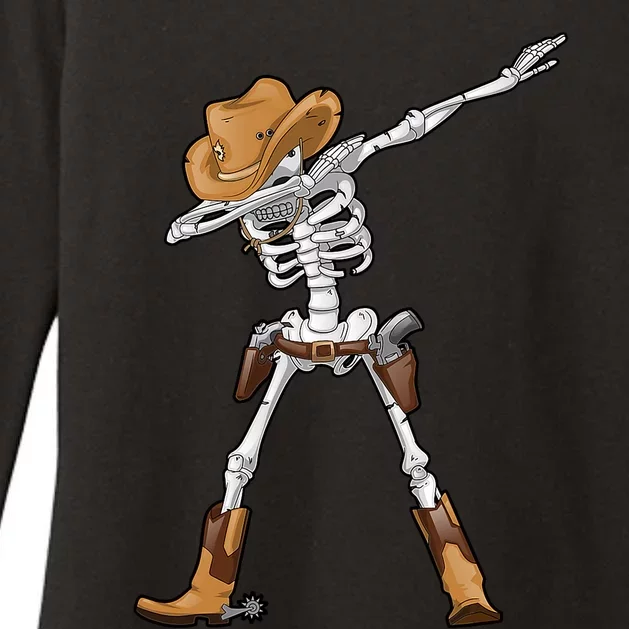 Dabbing Skeleton Cow Hat Halloween Costume Dab Gift Womens CVC Long Sleeve Shirt