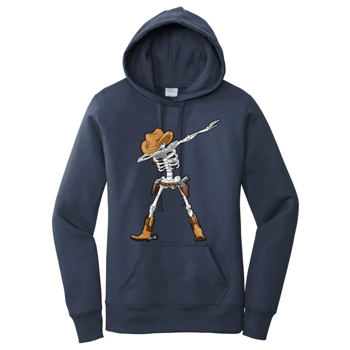 Dabbing Skeleton Cow Hat Halloween Costume Dab Gift Women's Pullover Hoodie