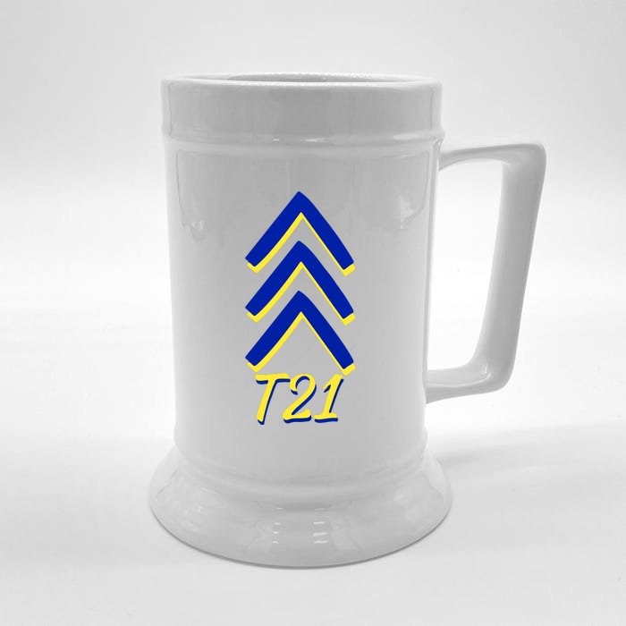 Down Syndrome Chevron Arrow For Trisomy 21 T21 For Down Syndrome Awareness Gift Front & Back Beer Stein