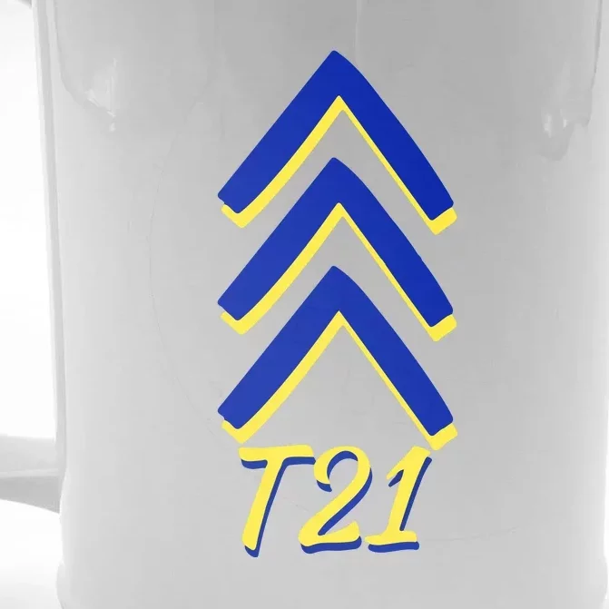 Down Syndrome Chevron Arrow For Trisomy 21 T21 For Down Syndrome Awareness Gift Front & Back Beer Stein