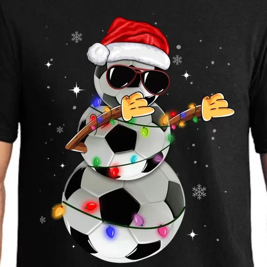 Dabbing Soccer Christmas Lights Pajama Xmas Dancing Styles Gift Pajama Set