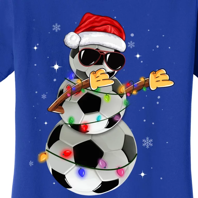 Dabbing Soccer Christmas Lights Pajama Xmas Dancing Styles Gift Women's T-Shirt