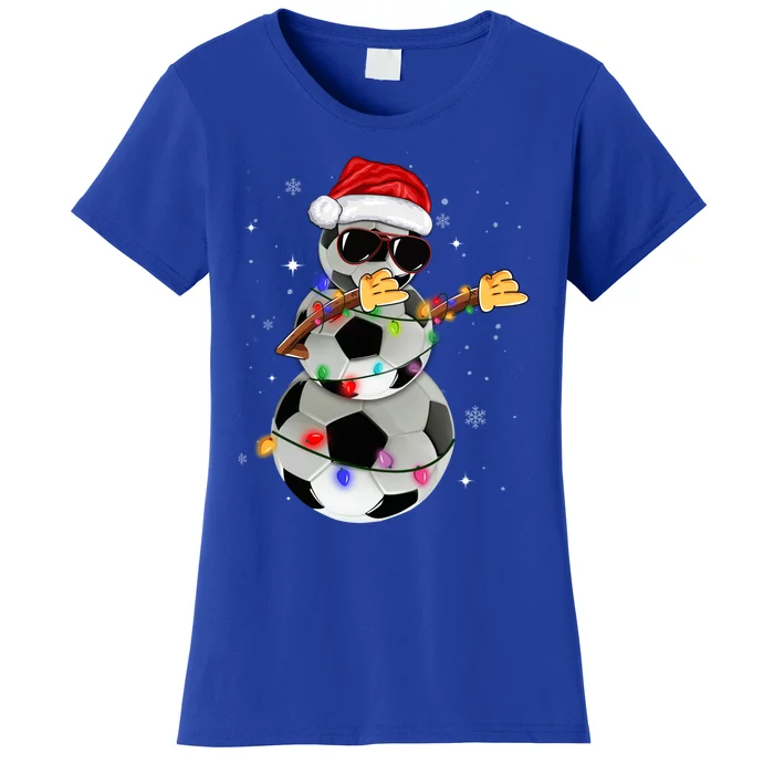 Dabbing Soccer Christmas Lights Pajama Xmas Dancing Styles Gift Women's T-Shirt