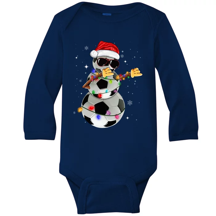 Dabbing Soccer Christmas Lights Pajama Xmas Dancing Styles Gift Baby Long Sleeve Bodysuit