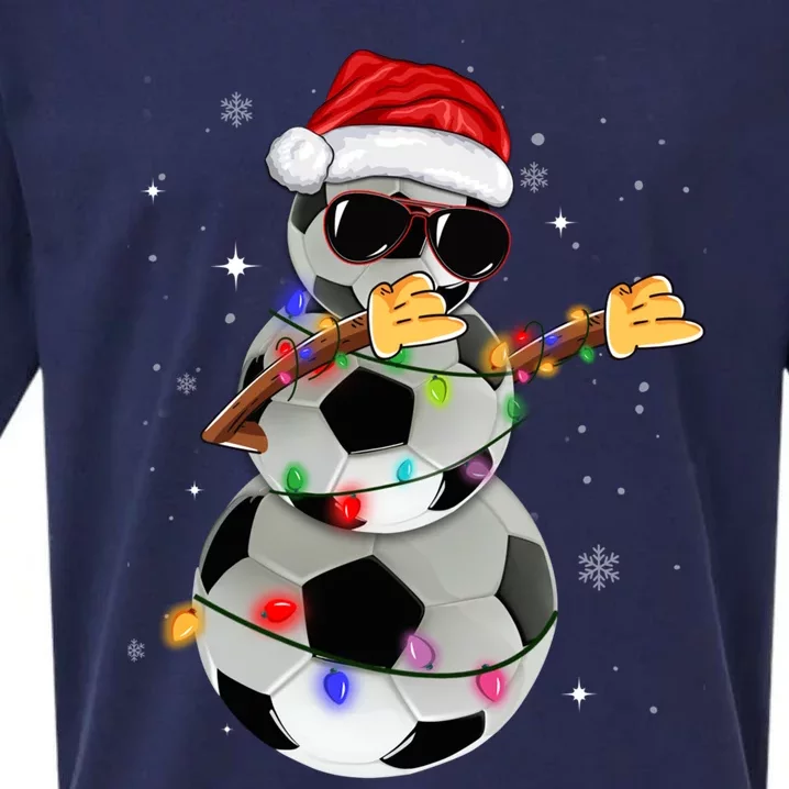 Dabbing Soccer Christmas Lights Pajama Xmas Dancing Styles Gift Sueded Cloud Jersey T-Shirt