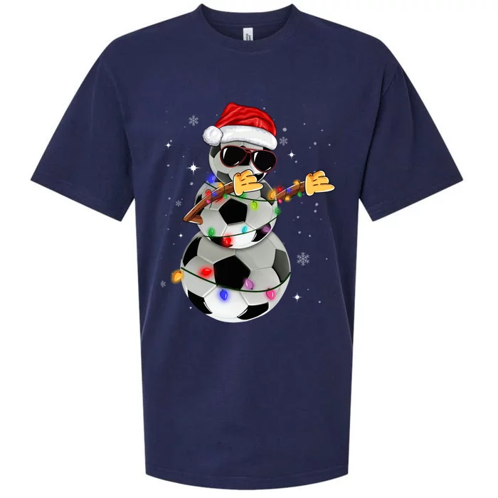 Dabbing Soccer Christmas Lights Pajama Xmas Dancing Styles Gift Sueded Cloud Jersey T-Shirt