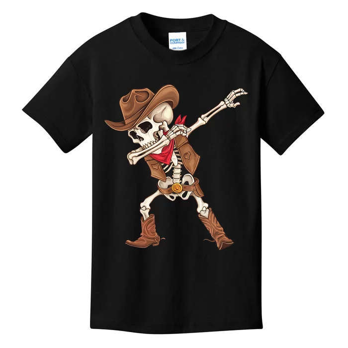 Dabbing Skeleton Cowboy Halloween Costume Kids T-Shirt