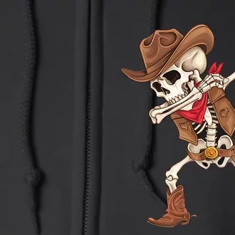 Dabbing Skeleton Cowboy Halloween Costume Full Zip Hoodie