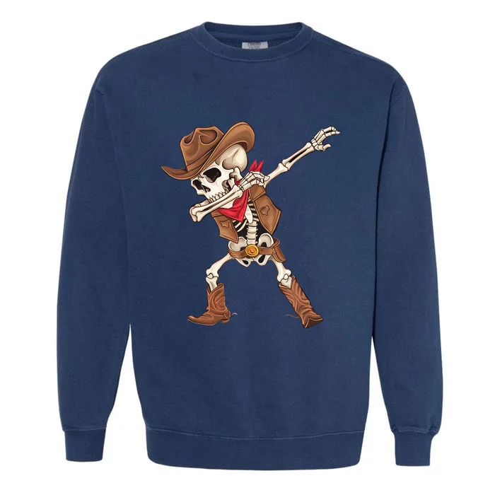 Dabbing Skeleton Cowboy Halloween Costume Garment-Dyed Sweatshirt