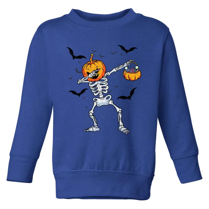 Dabbing Skeleton Cute Gift Dab Dance Halloween Pumpkin Gift Toddler Sweatshirt