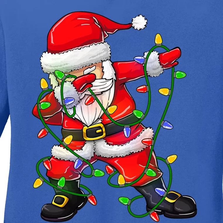 Dabbing Santa Cute Gift For Boys Girls Christmas Tree Lights Cool Gift Ladies Long Sleeve Shirt