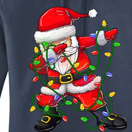 Dabbing Santa Cute Gift For Boys Girls Christmas Tree Lights Cool Gift Women's Pullover Hoodie