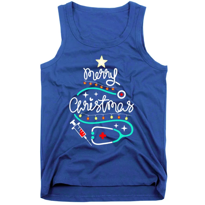 Doctor Stethoscope Christmas Gift Nurse Merry Christmas Tree Gift Tank Top