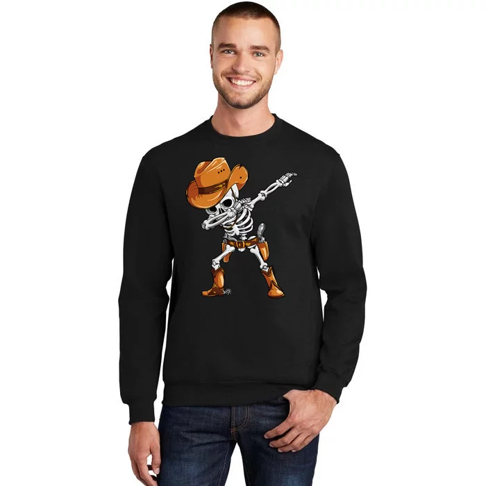 Dabbing Skeleton Cowboy Halloween Funny Dab Dance Tall Sweatshirt