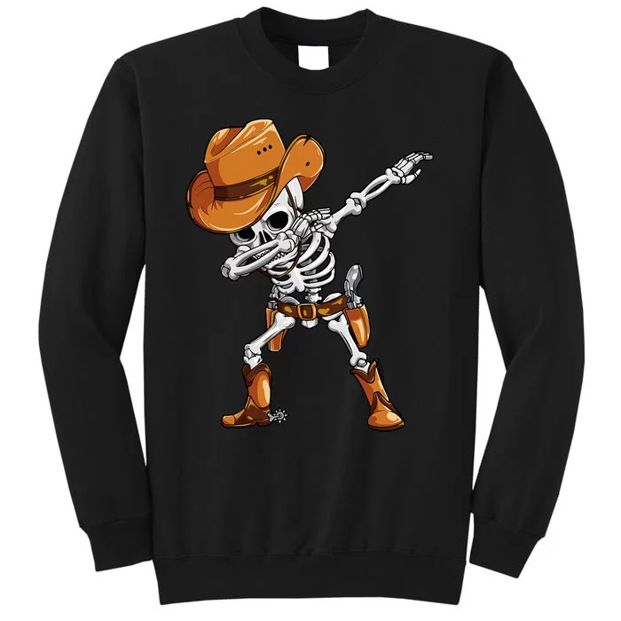 Dabbing Skeleton Cowboy Halloween Funny Dab Dance Tall Sweatshirt