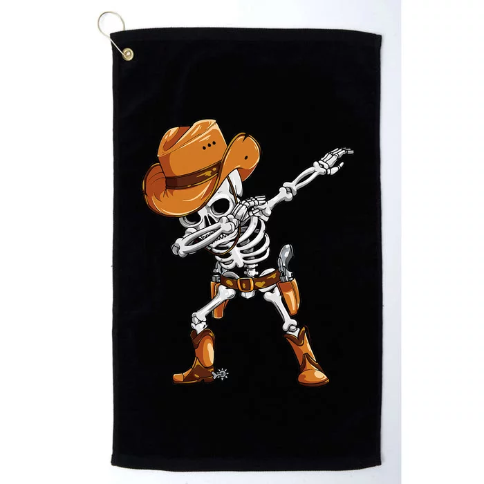 Dabbing Skeleton Cowboy Halloween Funny Dab Dance Platinum Collection Golf Towel