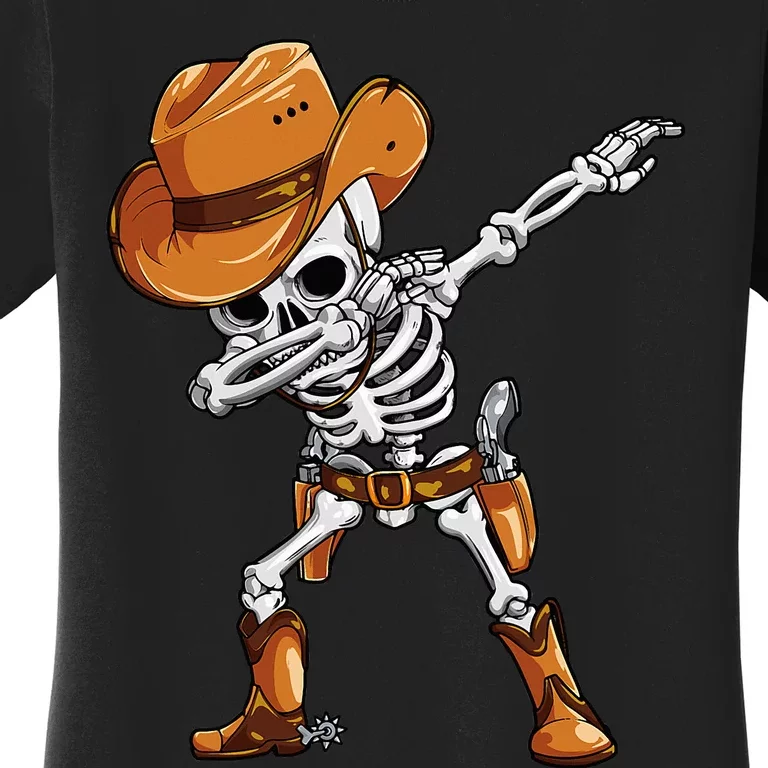 Dabbing Skeleton Cowboy Halloween Funny Dab Dance Women's T-Shirt