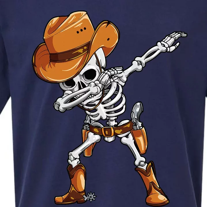 Dabbing Skeleton Cowboy Halloween Funny Dab Dance Sueded Cloud Jersey T-Shirt