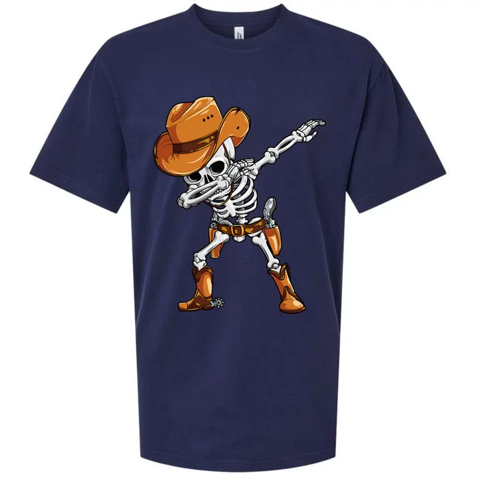 Dabbing Skeleton Cowboy Halloween Funny Dab Dance Sueded Cloud Jersey T-Shirt