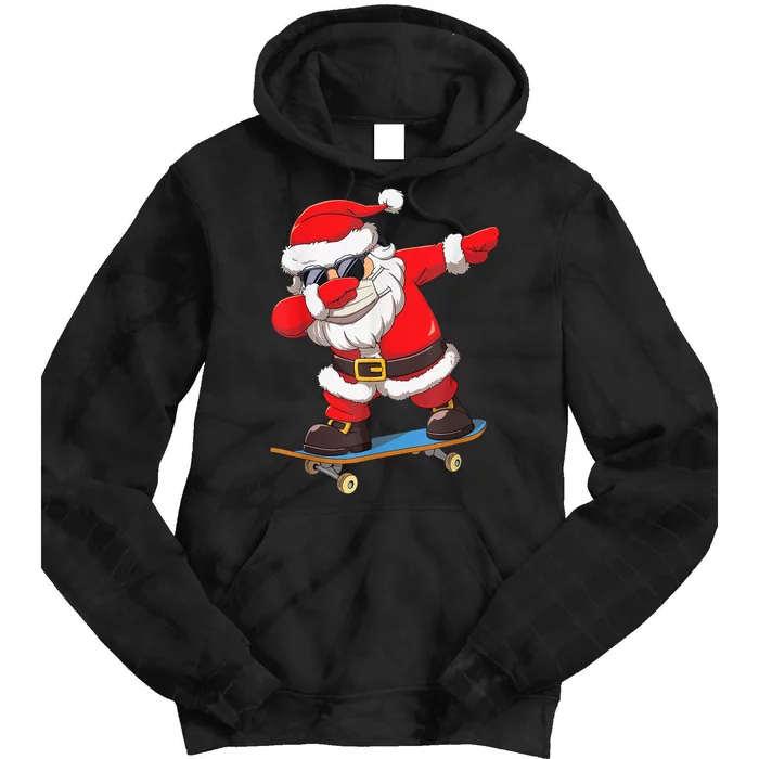 Dabbing Santa Claus Kids Boys Skate Skateboard Christmas TShirt Tie Dye Hoodie