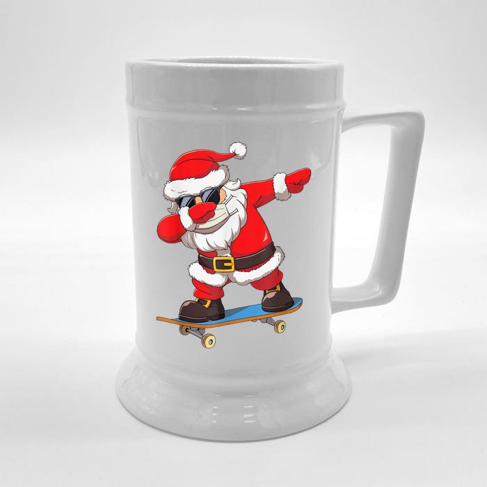 Dabbing Santa Claus Kids Boys Skate Skateboard Christmas TShirt Front & Back Beer Stein