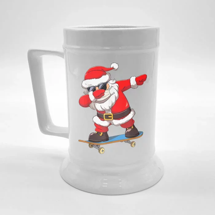 Dabbing Santa Claus Kids Boys Skate Skateboard Christmas TShirt Front & Back Beer Stein