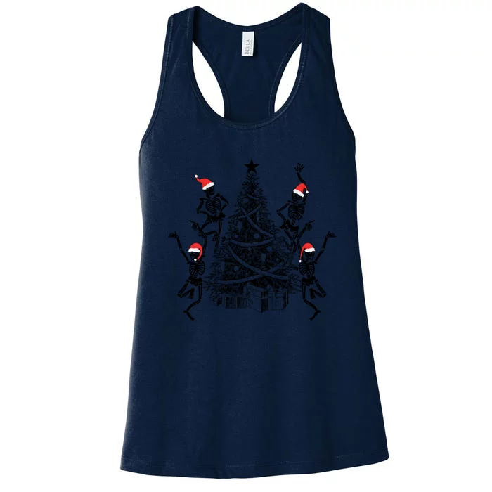 Dancing Skeleton Christmas Tree Xmas Vibes Skeleton Gift Women's Racerback Tank