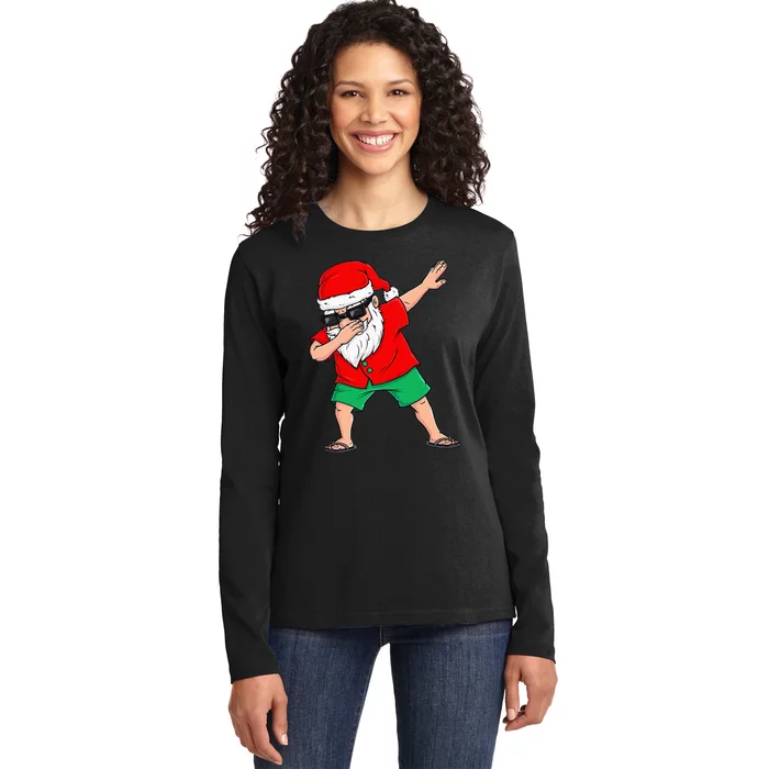 Dabbing Santa Christmas In July Summer Xmas Dab Ladies Long Sleeve Shirt