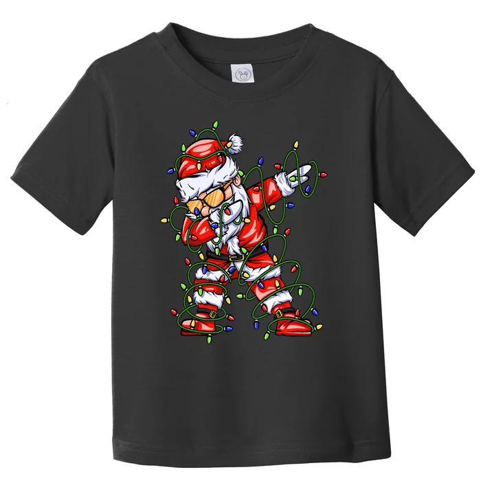 Dabbing Santa Christmas Tree Lights Toddler T-Shirt