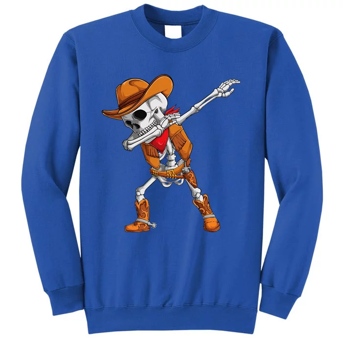 Dabbing Skeleton Cowboy Halloween Costume Tall Sweatshirt