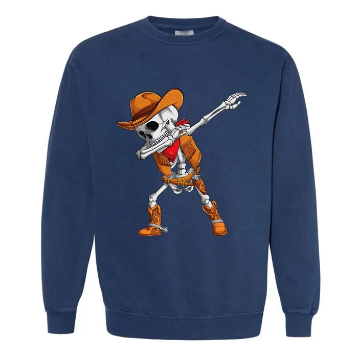 Dabbing Skeleton Cowboy Halloween Costume Garment-Dyed Sweatshirt