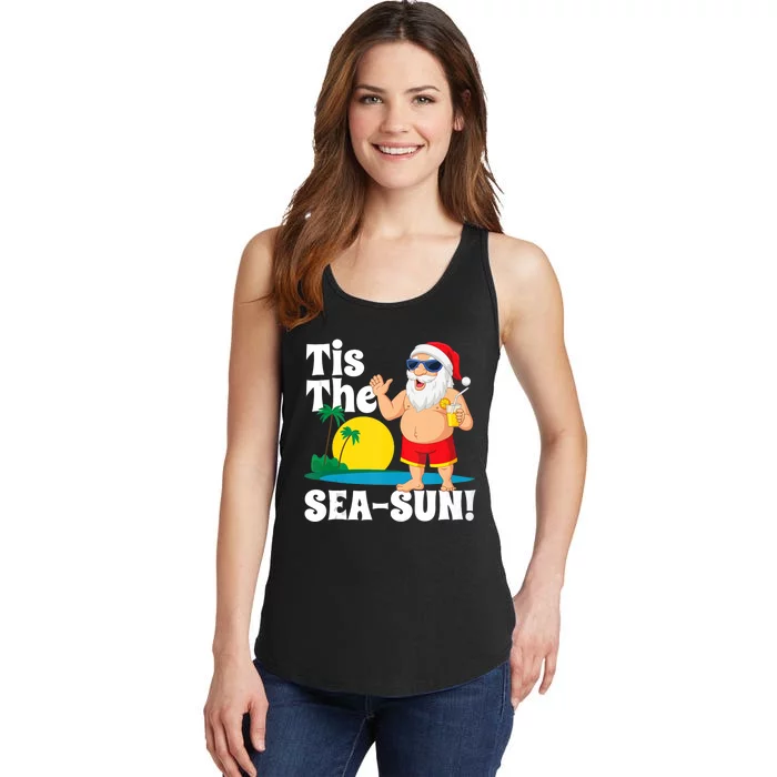 Drinking Santa Claus Tis The Seasun Christmas In July Gift Ladies Essential Tank