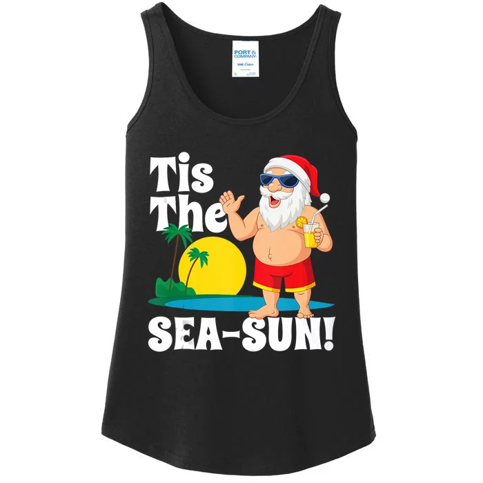 Drinking Santa Claus Tis The Seasun Christmas In July Gift Ladies Essential Tank