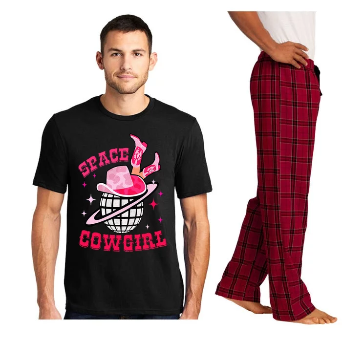 Disco Space Cowgirl Western Retro Pink Cowhide Pajama Set