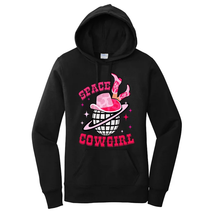 Disco Space Cowgirl Western Retro Pink Cowhide Women's Pullover Hoodie