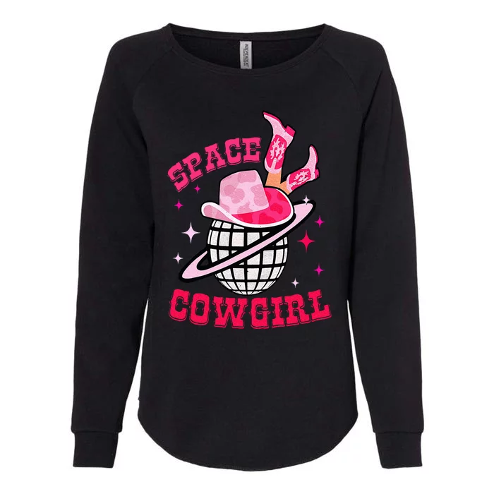 Disco Space Cowgirl Western Retro Pink Cowhide Womens California Wash Sweatshirt