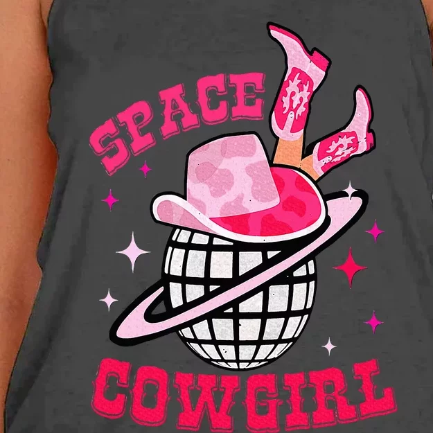 Disco Space Cowgirl Western Retro Pink Cowhide Women's Knotted Racerback Tank