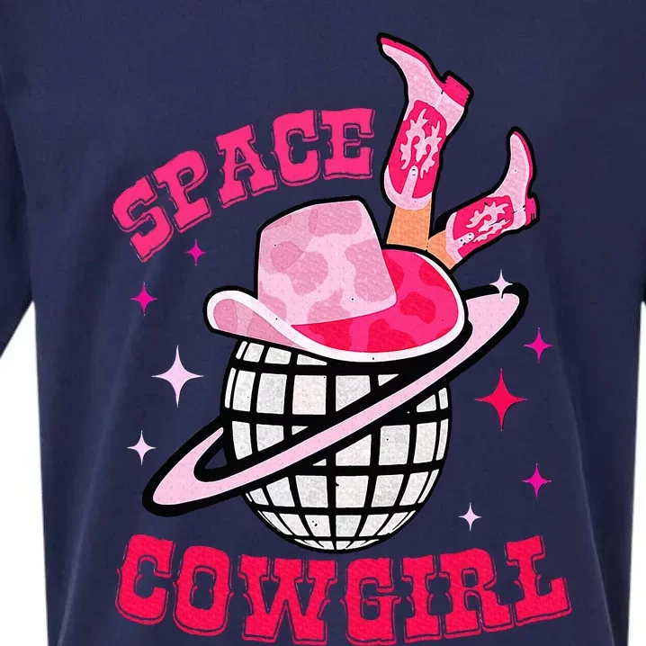 Disco Space Cowgirl Western Retro Pink Cowhide Sueded Cloud Jersey T-Shirt