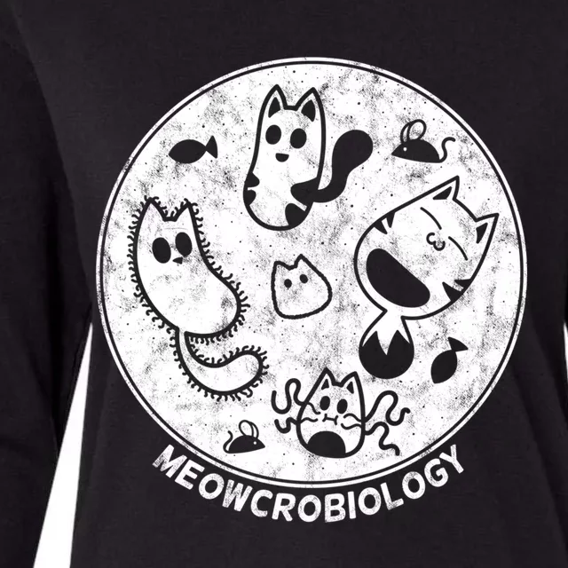 Distressed Science Cat Bacteria Microbiology Meowcrobiology Womens Cotton Relaxed Long Sleeve T-Shirt