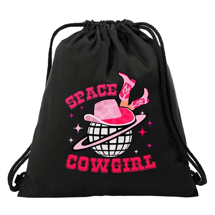 Disco Space Cowgirl Western Cowhide Drawstring Bag