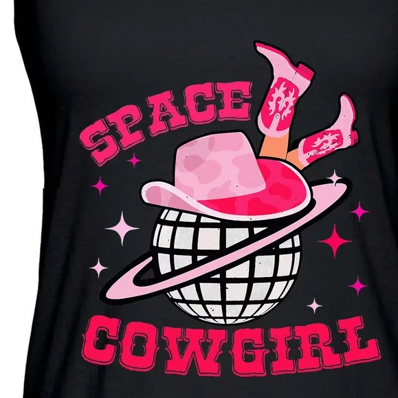 Disco Space Cowgirl Western Cowhide Ladies Essential Flowy Tank