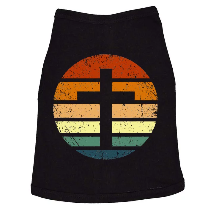 Distressed Sunset Cross Christian Design Doggie Tank