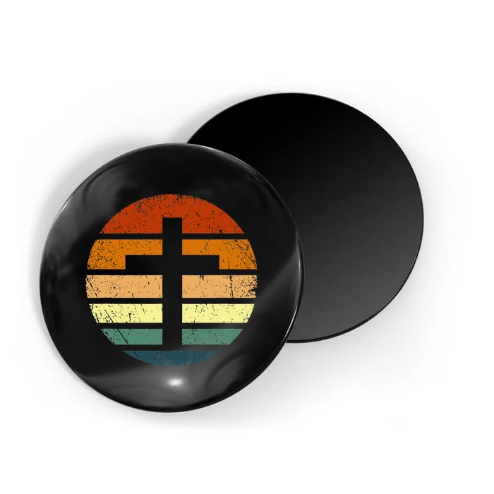 Distressed Sunset Cross Christian Design Magnet