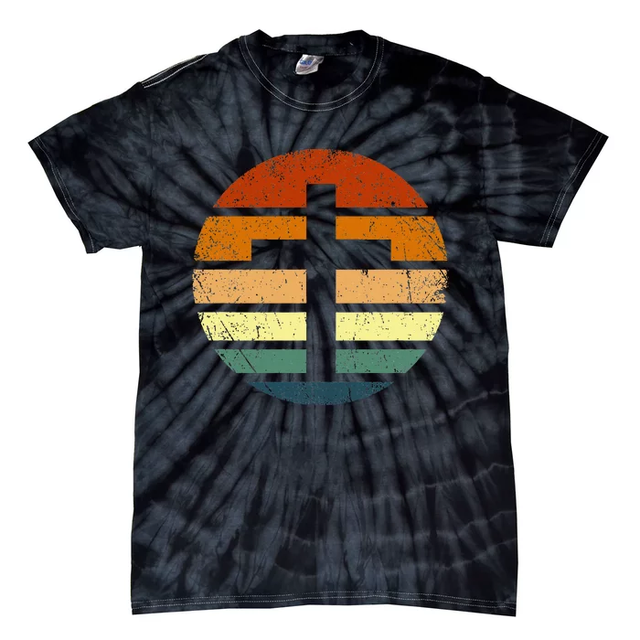 Distressed Sunset Cross Christian Design Tie-Dye T-Shirt