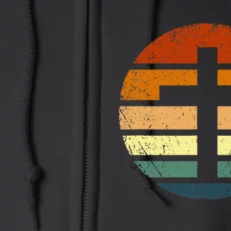 Distressed Sunset Cross Christian Design Full Zip Hoodie