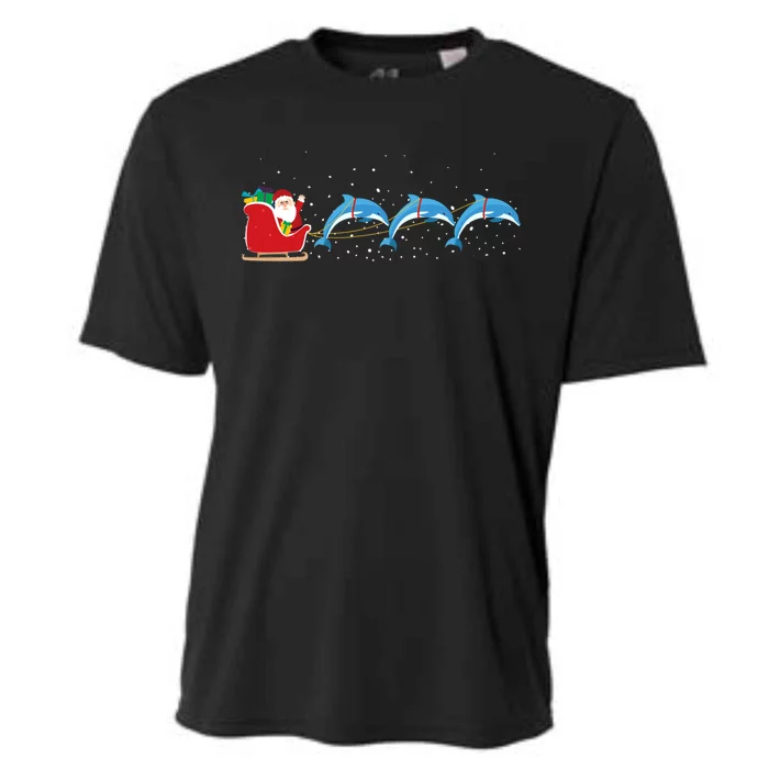 Dophin Santa Christmas Sleigh Funny Dophin Xmas Gift Cooling Performance Crew T-Shirt